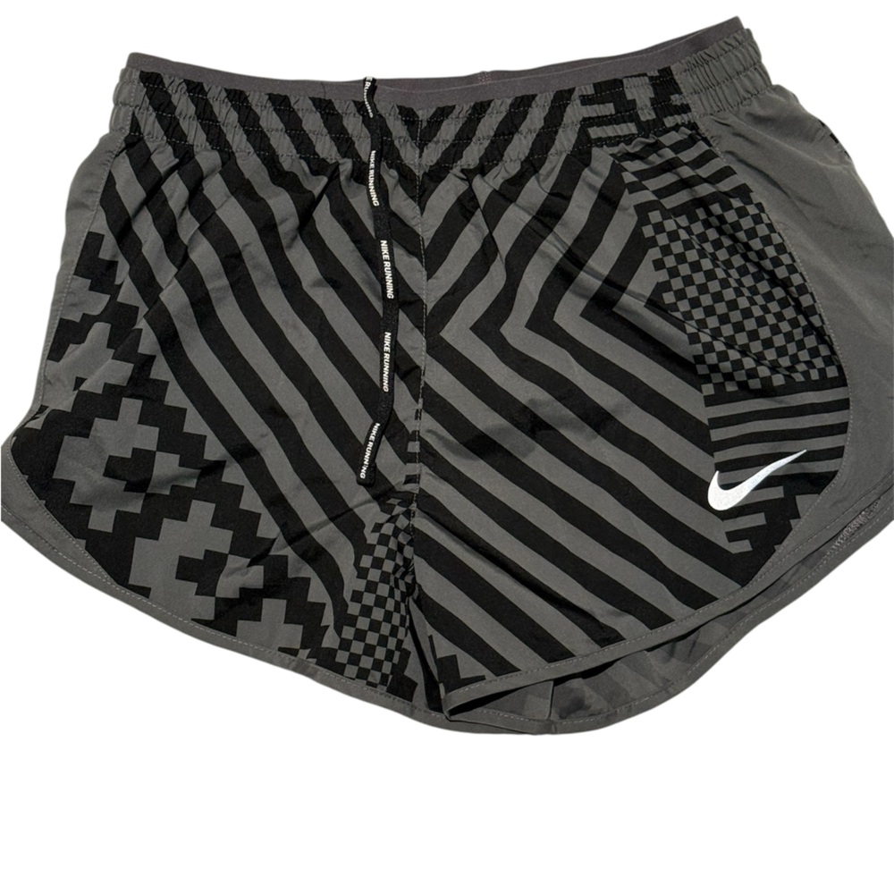 Nike Black and Gray Athletic Shorts with Geometric Design